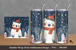 Winter Bear Tumbler Wrap Sublimation Design 2 Product Image 1