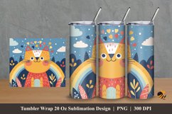 Rainbow And Cat Tumbler Wrap Sublimation Design 2 Product Image 1
