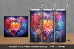 Rainbow Flower Tumbler Wrap Sublimation Design 2 Product Image 1