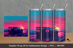Car And Sunset Tumbler Wrap Sublimation Design 2 Product Image 1