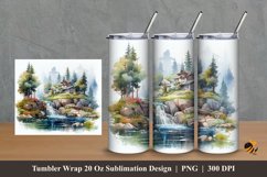 Forest Palace Tumbler Wrap Sublimation Design 2 Product Image 1