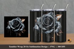 Black Rose Splash Tumbler Wrap Sublimation Design 2 Product Image 1