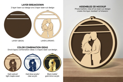 Couple Circle Frame Laser Cut SVG File Product Image 2