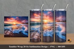 Beach Waves Tumbler Wrap Sublimation Design 2 Product Image 1