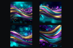 Glitter Teal Violet Golden Stripes backgrounds|Digital Paper Product Image 2