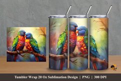 Rainbow Birds Tumbler Wrap Sublimation Design 2 Product Image 1