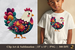 Blooming Chicken DTF Sublimation Clipart Design 2 Product Image 1