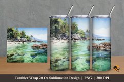 Clear Beach Tumbler Wrap Sublimation Design 2 Product Image 1