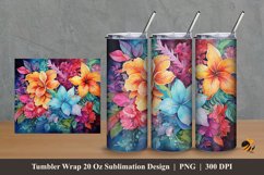 Colorful Flowers Tumbler Wrap Sublimation Design 2 Product Image 1