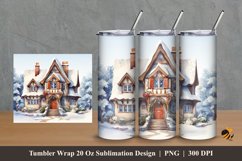 Snow And House Tumbler Wrap Sublimation Design 2 Product Image 1