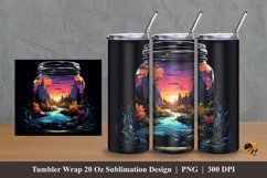 Landscape and Jar Tumbler Wrap Sublimation Design 2 Product Image 1