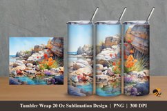 Beach Flowers Tumbler Wrap Sublimation Design 2 Product Image 1