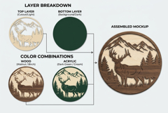 Deer Forest Mountain Layered Mandala Laser Cut SVG Product Image 2