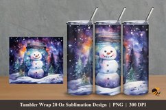 Cute Snowman And Jar Tumbler Wrap Sublimation Design 2 Product Image 1