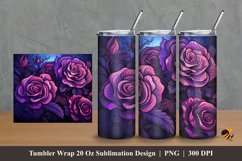 Dark Purple Rose Tumbler Wrap Sublimation Design 2 Product Image 1