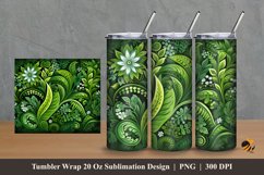 Green Fern Tumbler Wrap Sublimation Design 2 Product Image 1