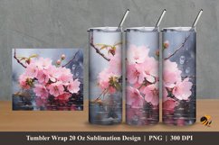River Flower Tumbler Wrap Sublimation Design 2 Product Image 1