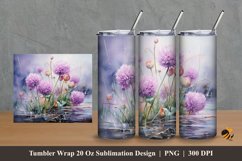 Violety Flower Tumbler Wrap Sublimation Design 2 Product Image 1