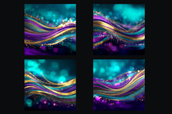 Glitter Teal Violet Golden Stripes backgrounds|Digital Paper Product Image 2