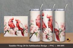 Red Cockatoo Tumbler Wrap Sublimation Design 2 Product Image 1