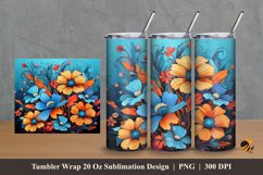 Flowers Colorful Tumbler Wrap Sublimation Design 2 Product Image 1