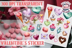 Love sticker Sheet Valentine Day Lovers Funny Heart PNG Product Image 1