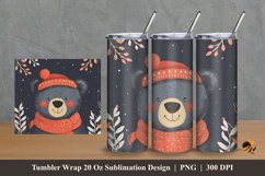 Scandinavian Bear Tumbler Wrap Sublimation Design 2 Product Image 1