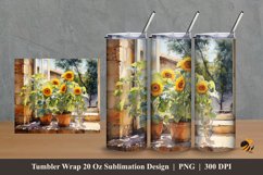 Sun Flower At Window Tumbler Wrap Sublimation Design 2 Product Image 1