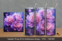 Pink Peony Flower Tumbler Wrap Sublimation Design 2 Product Image 1
