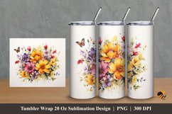 Butterfly Rose Tumbler Wrap Sublimation Design 2 Product Image 1