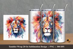 Lion Abstract Tumbler Wrap Sublimation Design 2 Product Image 1