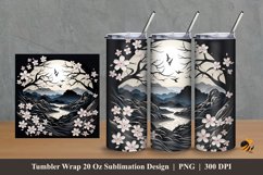 3D White Sakura Tumbler Wrap Sublimation Design 2 Product Image 1