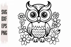 Owl Flower Svg, Owl Svg, Flowers Svg, Silhouette Product Image 3