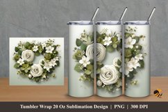 Green Valentine Wreath Tumbler Wrap Sublimation Design 2 Product Image 1