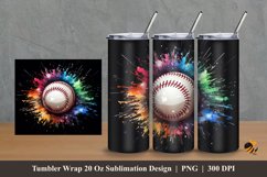 Colorfull Baseball Tumbler Wrap Sublimation Design 2 Product Image 1