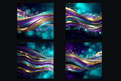 Glitter Teal Violet Golden Stripes backgrounds|Digital Paper Product Image 2