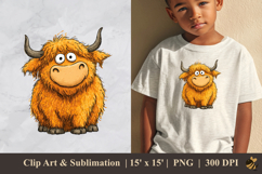 Adorable Highland Cow DTF Sublimation Clipart Design 2 Product Image 1
