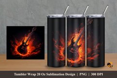 Burning Guitar Tumbler Wrap Sublimation Design 2 Product Image 1