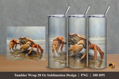Crab Beach Tumbler Wrap Sublimation Design 2 Product Image 1