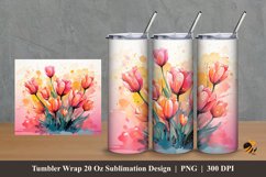 Tulip Flower Tumbler Wrap Sublimation Design 2 Product Image 1