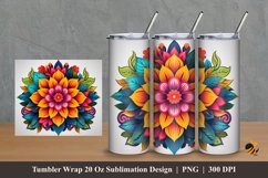Flower Mandala Tumbler Wrap Sublimation Design 2 Product Image 1