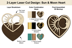 Sun Moon Face Heart Mandala Artistic Laser Cut SVG Product Image 2