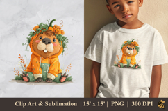 Capybara And Pumpkin Fall DTF Sublimation Clipart Design 2 Product Image 1