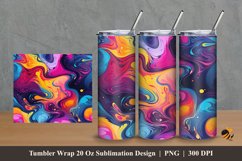 Rainbow Liquid Art Tumbler Wrap Sublimation Design 2 Product Image 1