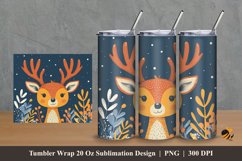 Cute Deer Tumbler Wrap Sublimation Design 2 Product Image 1