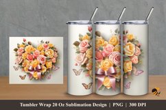 Butterfly Ribbon Rose Tumbler Wrap Sublimation Design 2 Product Image 1