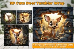 3D Cute Deer Tumbler Wrap Design Product Image 2