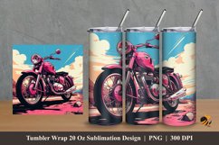Pink Motobike Tumbler Wrap Sublimation Design 2 Product Image 1