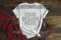 Christmas White T-shirt mockup - Christmas Background Product Image 1