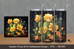 Beauty Cactus Tumbler Wrap Sublimation Design 2 Product Image 1